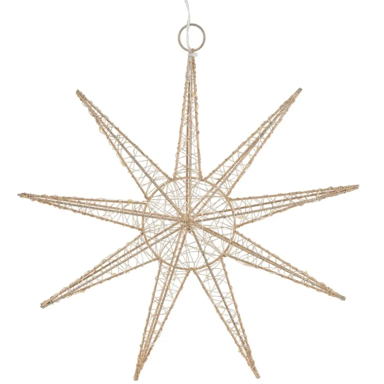 LED Weihnachtsstern 30 cm Gold aus Metall mit warmweißen LEDs