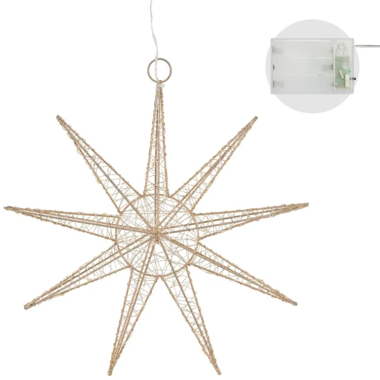 LED Weihnachtsstern 30 cm Gold aus Metall mit warmweißen LEDs
