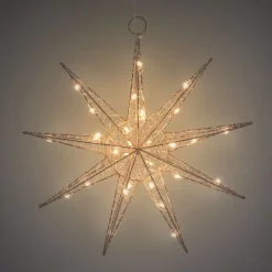LED Weihnachtsstern 30 cm Gold aus Metall mit warmweißen LEDs