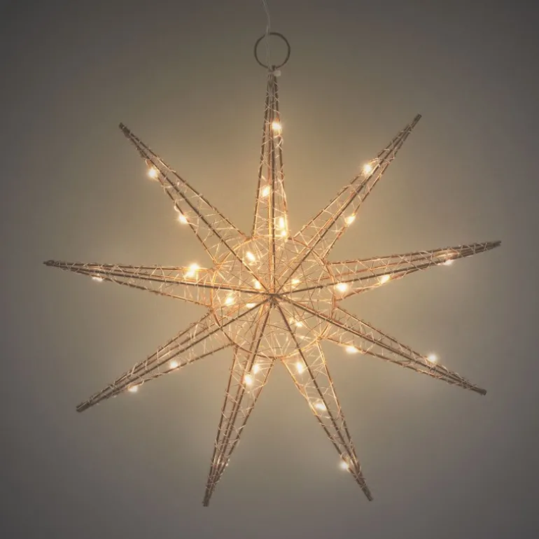 LED Weihnachtsstern 30 cm Gold aus Metall mit warmweißen LEDs
