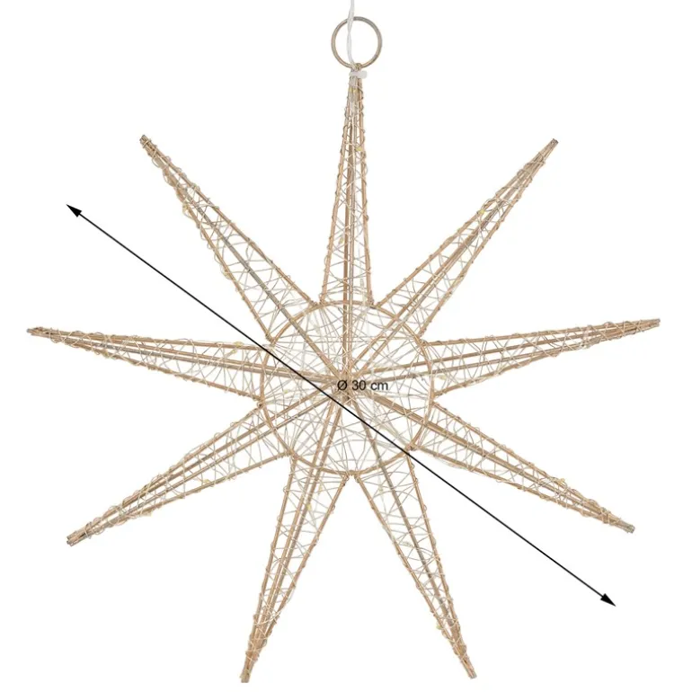 LED Weihnachtsstern 30 cm Gold aus Metall mit warmweißen LEDs