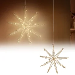 LED Weihnachtsstern 30 cm Gold aus Metall mit warmweißen LEDs