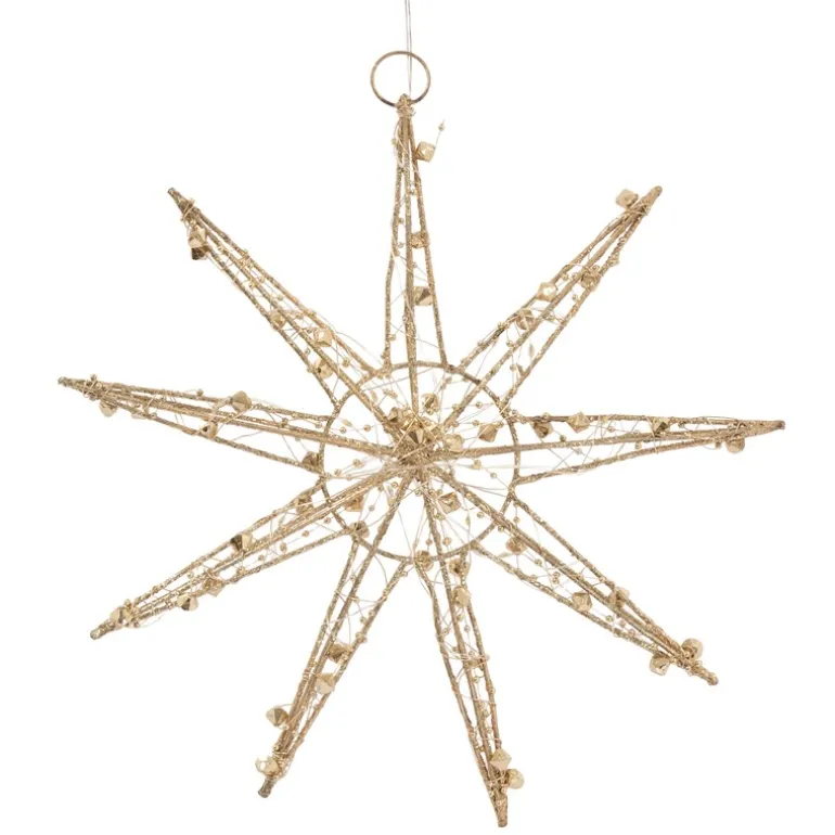 LED Weihnachtsstern 30 cm Gold aus Metall mit warmweißen LEDs
