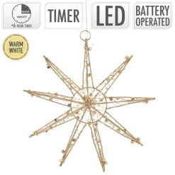 LED Weihnachtsstern 30 cm Gold aus Metall mit warmweißen LEDs