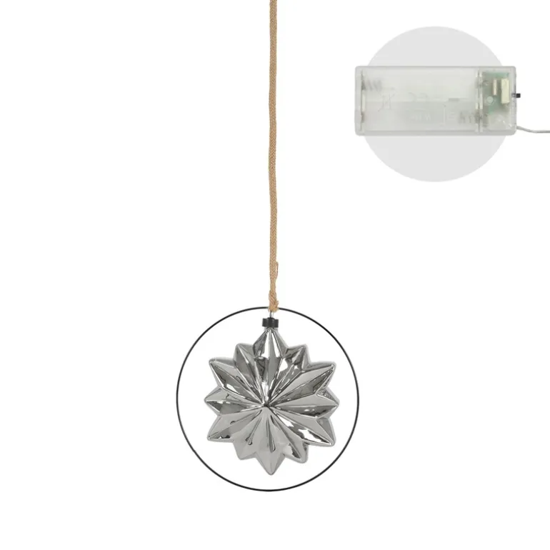 LED Weihnachtsstern Ø18 cm Grau aus Metall mit warmweißen LEDs