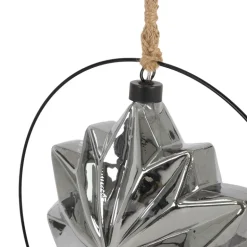 LED Weihnachtsstern Ø18 cm Grau aus Metall mit warmweißen LEDs
