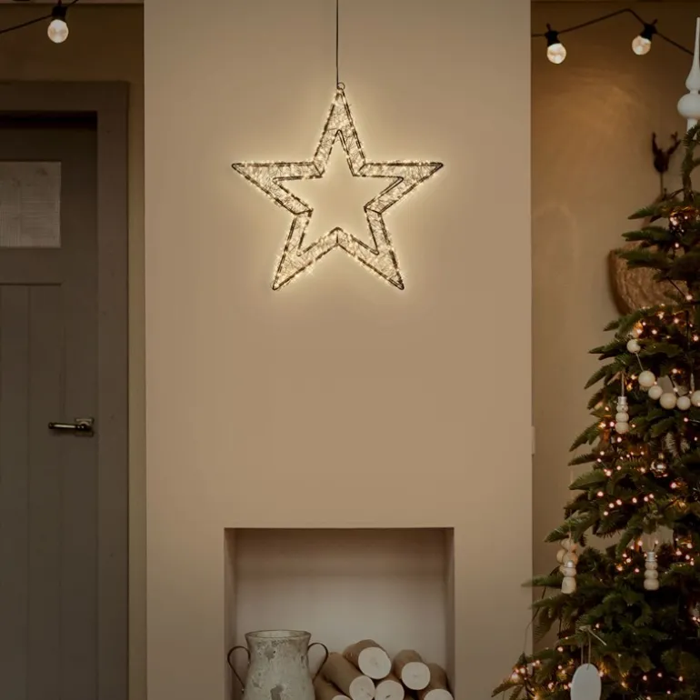 LED Weihnachtsstern 38 cm mit 500 extra-warmweißen LEDs und Timer für Innen und Außen IP44 Spritzwassergeschützt