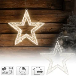 LED Weihnachtsstern 38 cm mit 960 warmweißen LEDs und Timer aus Metall für Innen und Außen IP44 Spritzwassergeschützt