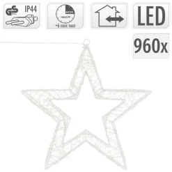 LED Weihnachtsstern 38 cm mit 960 warmweißen LEDs und Timer aus Metall für Innen und Außen IP44 Spritzwassergeschützt