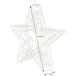 LED Weihnachtsstern 38 cm mit 960 warmweißen LEDs und Timer aus Metall für Innen und Außen IP44 Spritzwassergeschützt