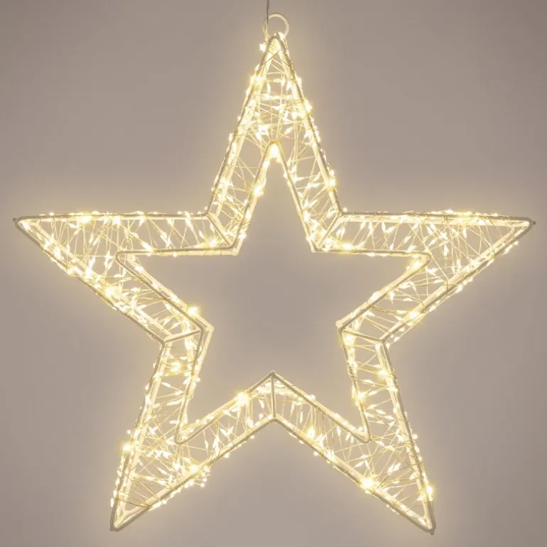 LED Weihnachtsstern 50 cm mit 1440 warmweißen LEDs und Timer aus Metall für Innen und Außen IP44 Spritzwassergeschützt