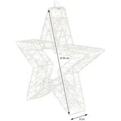 LED Weihnachtsstern 50 cm mit 1440 warmweißen LEDs und Timer aus Metall für Innen und Außen IP44 Spritzwassergeschützt