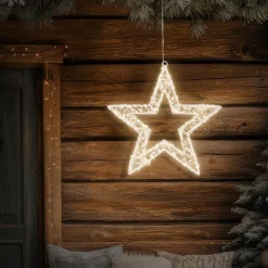 LED Weihnachtsstern 50 cm mit 1440 warmweißen LEDs und Timer aus Metall für Innen und Außen IP44 Spritzwassergeschützt