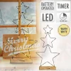 LED Weihnachtssternturm aus 3 Sternen 57 cm Schwarz aus Metall mit 40 warmweißen LEDs Batteriebetrieb