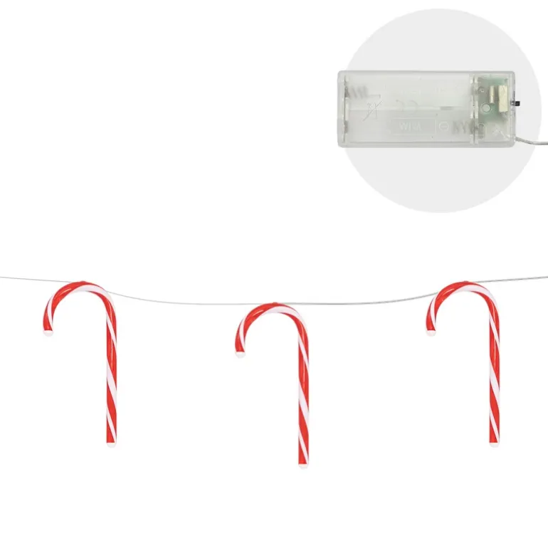 LED Zuckerstangenlichterkette 330 cm mit 28 warmweißen LEDs