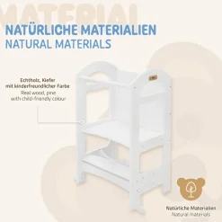 Lernturm 2in1 für Kinder ab 1 Jahr Weiß aus Holz inkl. Tafel von Joyz