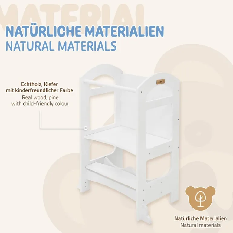 Lernturm 2in1 für Kinder ab 1 Jahr Weiß aus Holz inkl. Tafel von Joyz