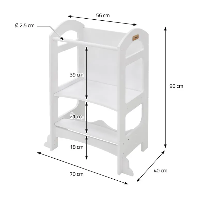 Lernturm 2in1 für Kinder ab 1 Jahr Weiß aus Holz inkl. Tafel von Joyz