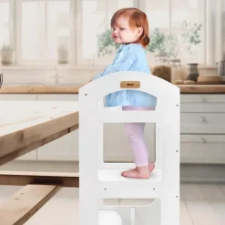 Lernturm 2in1 für Kinder ab 1 Jahr Weiß aus Holz inkl. Tafel von Joyz