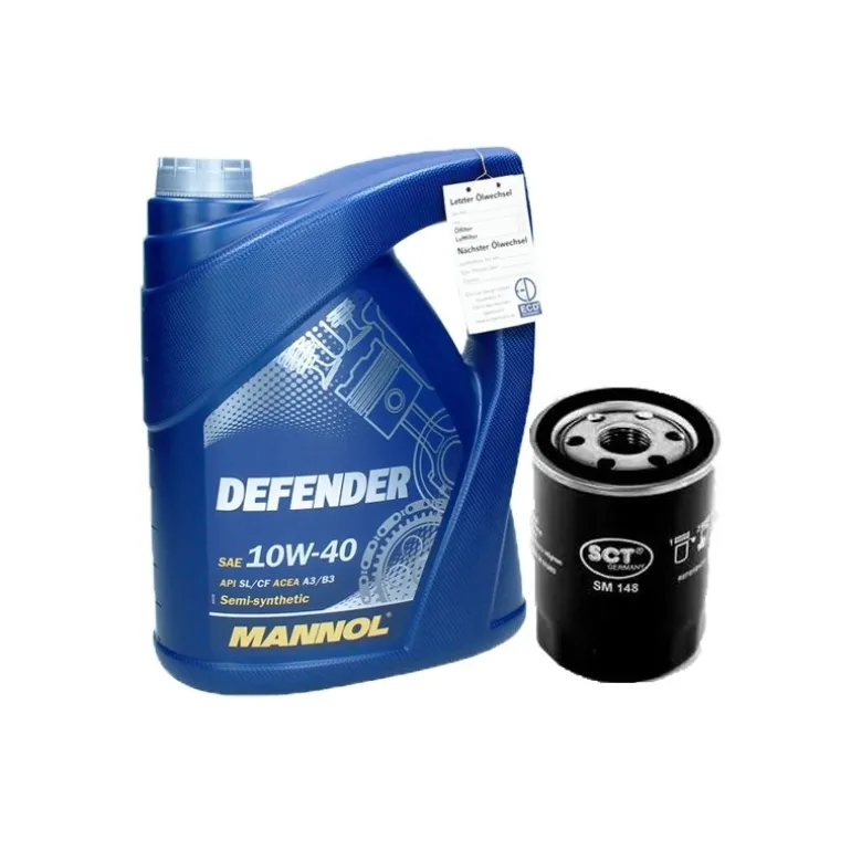 Ölfilter mit Mannol Defender 10W-40 5L Nissan Micra