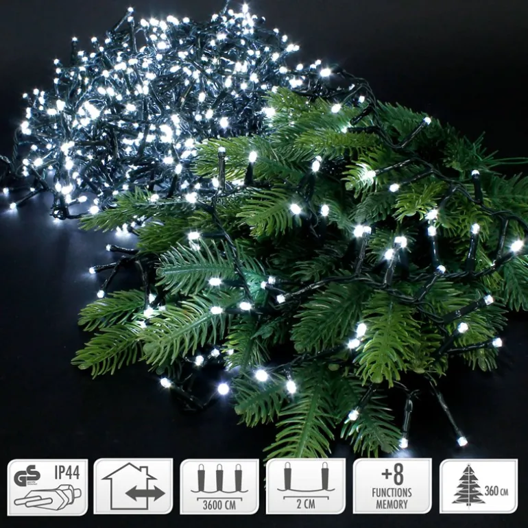 Lichterkette LED 36m Weiß 1800 LED Birnen