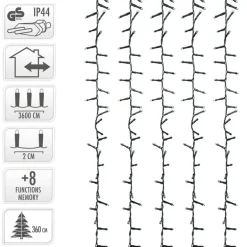 Lichterkette LED 36m Weiß 1800 LED Birnen