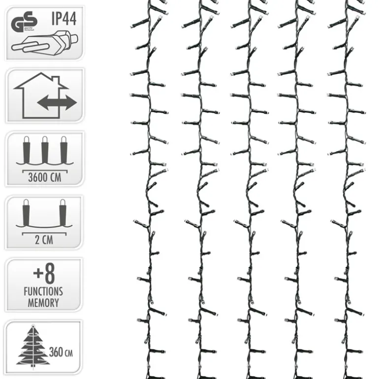 Lichterkette LED 36m Weiß 1800 LED Birnen