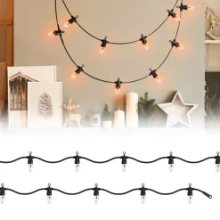 Lichterkette 3,6 m mit 10 Glühbirnen Warmweiß Flammen Effekt