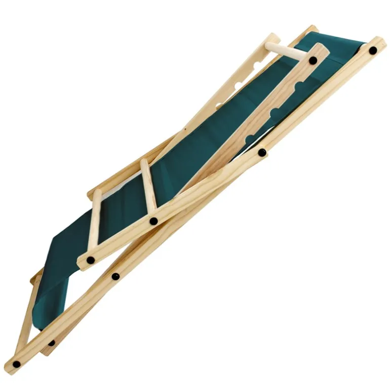 Liegestuhl 10er Set klappbar aus Holz 3 Liegepositionen bis 120 kg Dunkelgrün