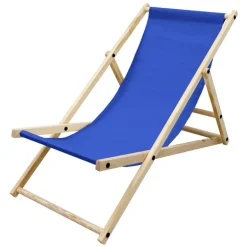 Liegestuhl klappbar Dunkelblau Holz verstellbare Rückenlehne bis 120 kg Sonnenliege Gartenliege Strandliege