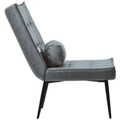 Lounge Chair aus Kunstleder Anthrazit Polstersessel mit Lendenkissen Relaxsessel ML-Design