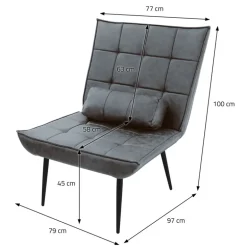 Lounge Chair aus Kunstleder Anthrazit Polstersessel mit Lendenkissen Relaxsessel ML-Design