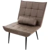 Lounge Chair aus Kunstleder Braun Polstersessel mit Lendenkissen Relaxsessel ML-Design