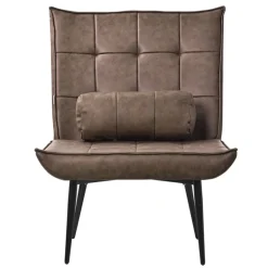 Lounge Chair aus Kunstleder Braun Polstersessel mit Lendenkissen Relaxsessel ML-Design