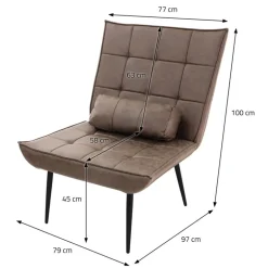 Lounge Chair aus Kunstleder Braun Polstersessel mit Lendenkissen Relaxsessel ML-Design