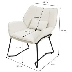 Loungesessel mit Armlehnen Beige Relaxsessel mit Leinenbezug ML-Design