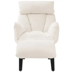 Loungesessel mit Armlehnen Beige Relaxsessel mit Leinenbezug ML-Design