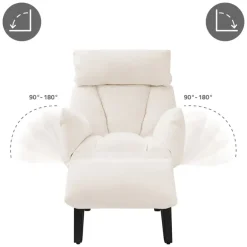 Loungesessel mit Armlehnen Beige Relaxsessel mit Leinenbezug ML-Design
