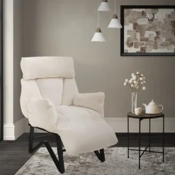 Loungesessel mit Armlehnen Beige Relaxsessel mit Leinenbezug ML-Design