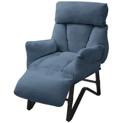 Loungesessel mit Armlehnen Blau Relaxsessel mit Leinenbezug ML-Design