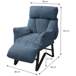 Loungesessel mit Armlehnen Blau Relaxsessel mit Leinenbezug ML-Design