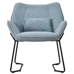 Loungesessel mit Armlehnen Blau Relaxsessel mit Leinenbezug ML-Design