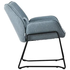 Loungesessel mit Armlehnen Blau Relaxsessel mit Leinenbezug ML-Design