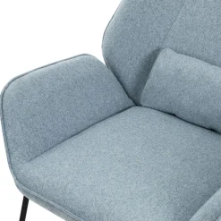 Loungesessel mit Armlehnen Blau Relaxsessel mit Leinenbezug ML-Design