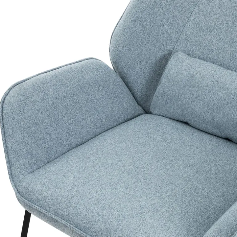 Loungesessel mit Armlehnen Blau Relaxsessel mit Leinenbezug ML-Design