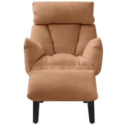 Loungesessel mit Armlehnen Braun Relaxsessel mit Leinenbezug ML-Design
