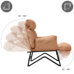 Loungesessel mit Armlehnen Braun Relaxsessel mit Leinenbezug ML-Design