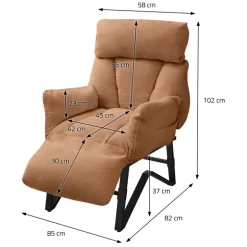 Loungesessel mit Armlehnen Braun Relaxsessel mit Leinenbezug ML-Design
