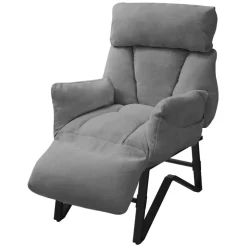 Loungesessel mit Armlehnen Grau Relaxsessel mit Leinenbezug ML-Design
