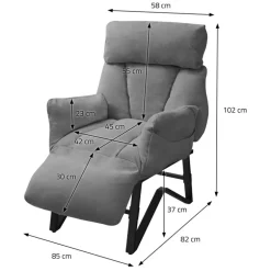 Loungesessel mit Armlehnen Grau Relaxsessel mit Leinenbezug ML-Design
